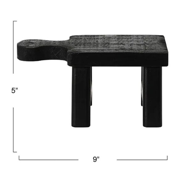 DECORATIVE BLACK WOOD PEDESTAL Display Rustic Farmhouse Boho Handmade New - Picture 5 of 6